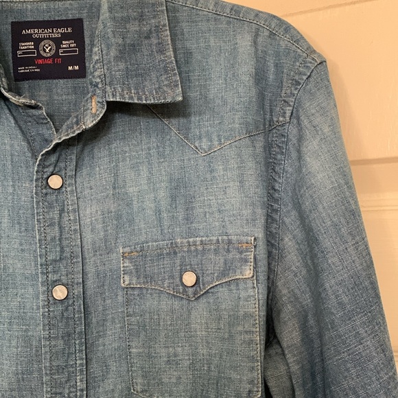 American Eagle Western Snapbuttons 100% Cotton Ombré Vintage Slim size M - Picture 3 of 8